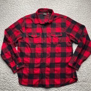 Burnside Buffalo Plaid Flannel Shirt Mens XL Red Black Long Sleeve Lumberjack